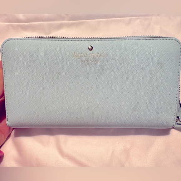Kate Spade Wallet -turquoise with polka dot lining - Picture 1 of 4
